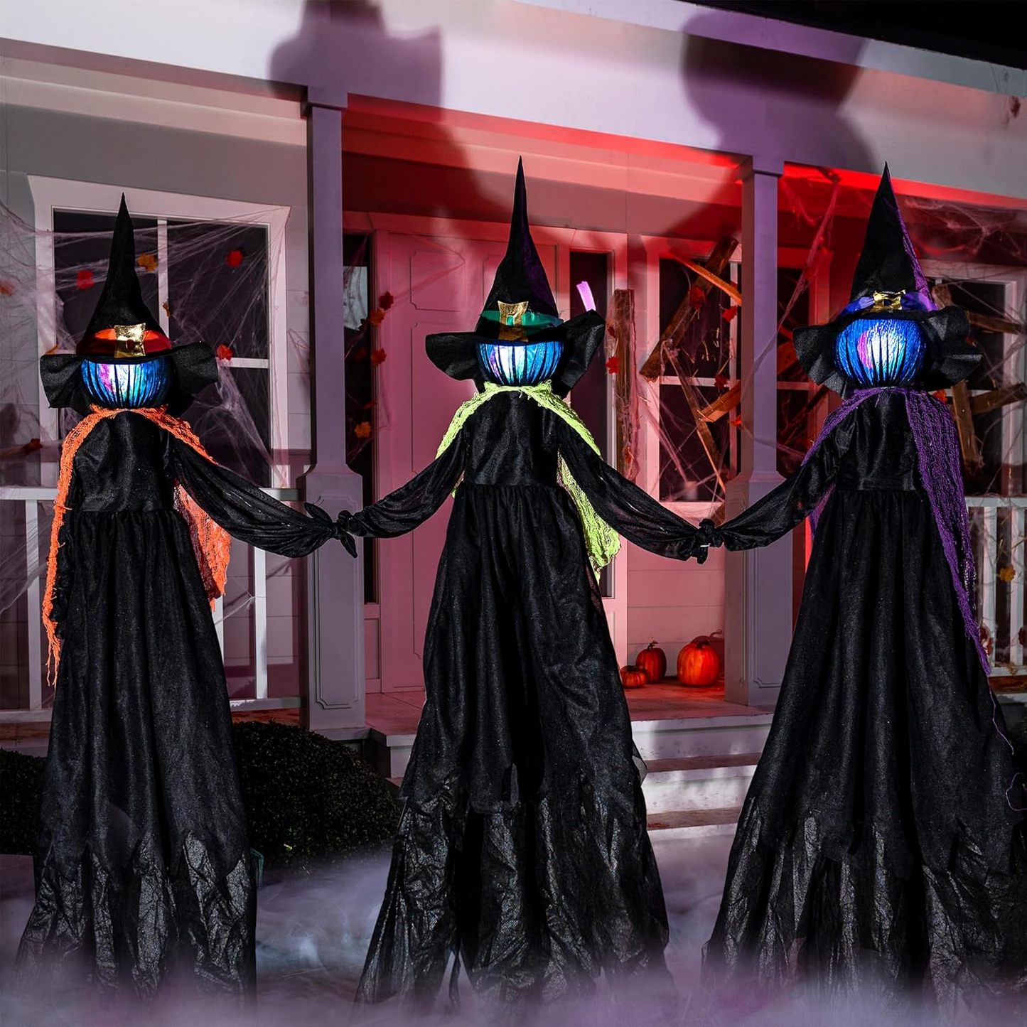 Life size lighted witch trio halloween decoration